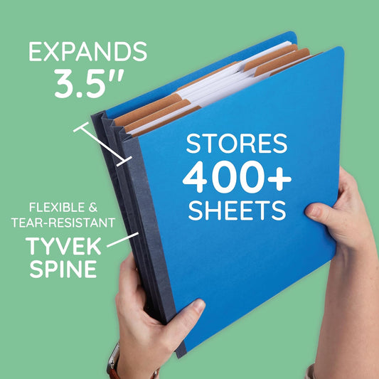 Blue Summit Supplies Dark Classification Folders, 3 Dividers, Letter Size with 2 Inch Tyvek Expansions, Use for Organizing Medical Records & Client Files, Great as Lease Folders, 10 Pack