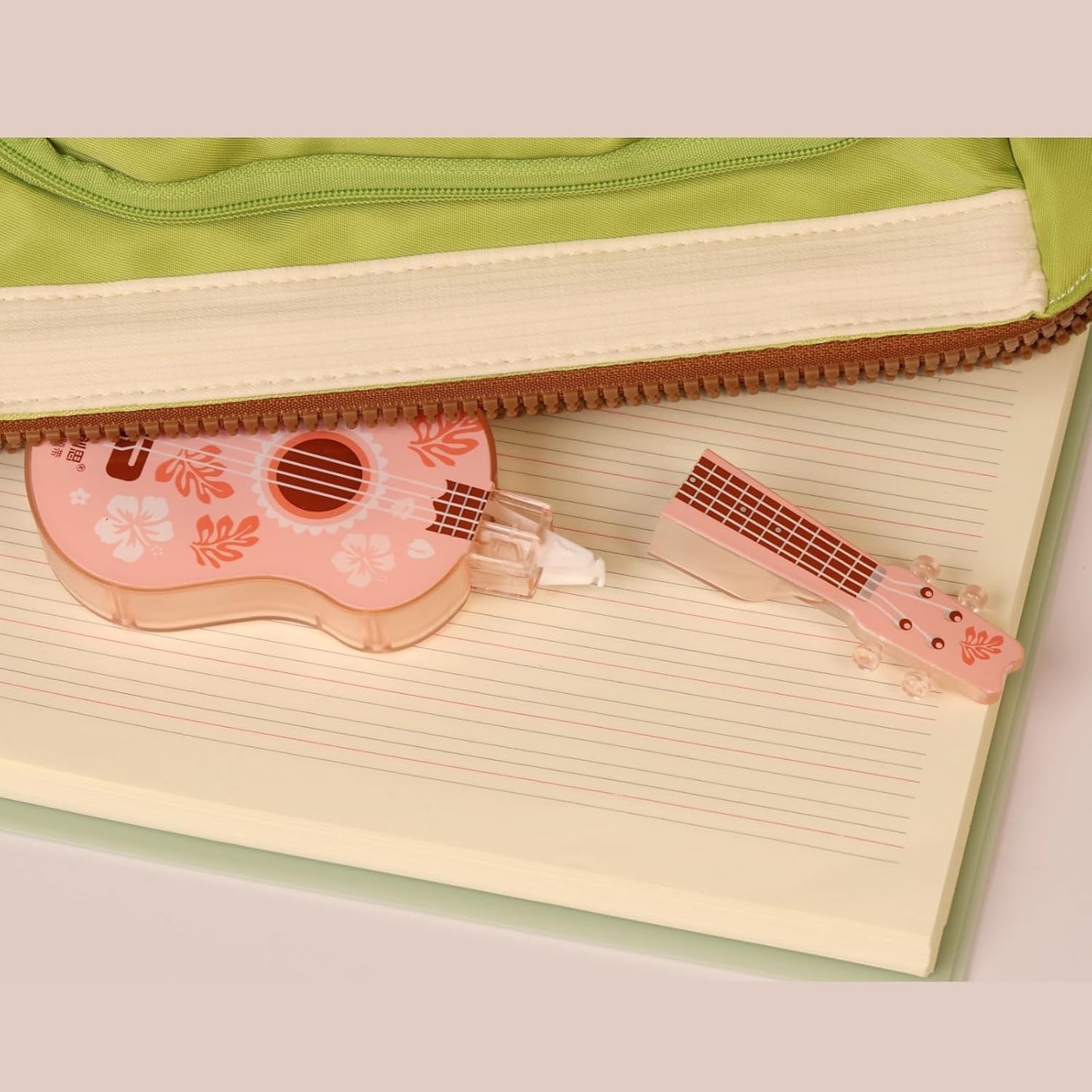 2-Pack Guitar-Shaped Correction Tape, 65ft Each- Aesthetic Cute and Unique Design, Smooth White Correction Tape, Portable and Easy-to-Use, Suitable for School, Office & Home, Pink&Blue