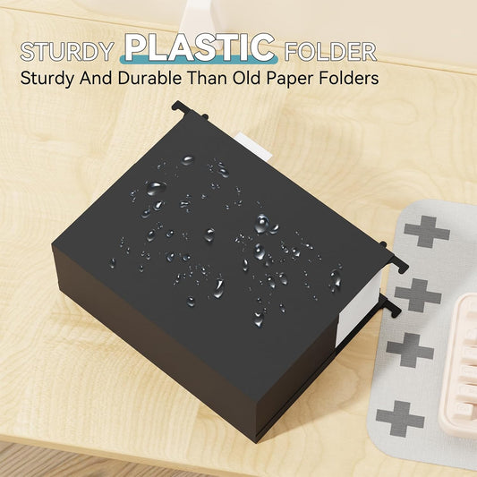 Plastic Hanging File Folder Extra Capacity,3" Expansion Large Hanging File Organizer,12 Pack Reinforced Hang Folders with Tabs,12 Pack Colored Letter Folders for Filing Cabinet/File Box/Frame