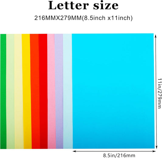 600 Sheets Colored Paper 8.5 X 11 - Color Printer Copy Paper 22lb/80gsm Double Sided Origami for DIY Art Craft,10 Assorted Colors