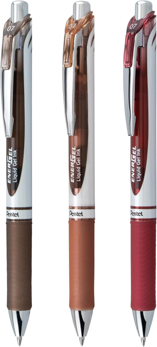 Pentel EnerGel RTX Retractable Liquid Gel Pen, Passion Hue, 0.7mm, Assorted Violet Ink Pack of 3 Pens (BL77PASBP3M)
