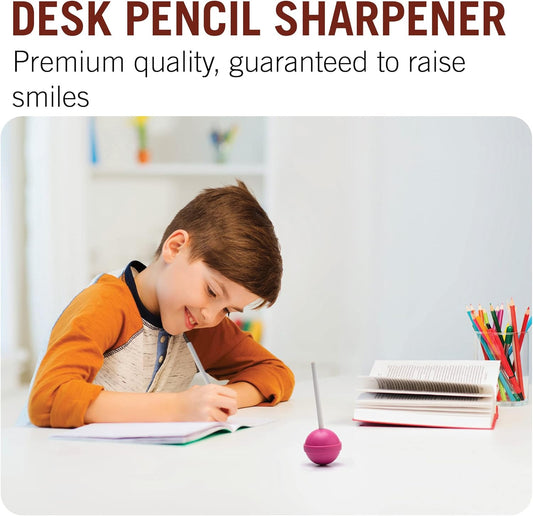 Monkey Business Lollypop Pencil Sharpener for Kids, Fun Manual Sharpener for Colored Pencils for Girls and Boys, Student Stationery, Birthday Gift (Pink)