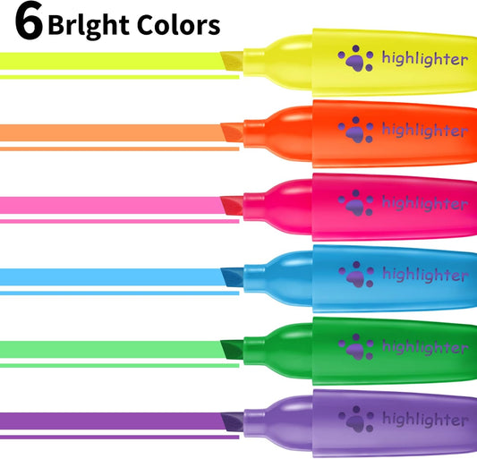6 Colors Highlighter Markers Pen, Chisel Tip, Bible highlighters No Bleed, for Bible Study School, Home, and Office Use, Teacher Supplies