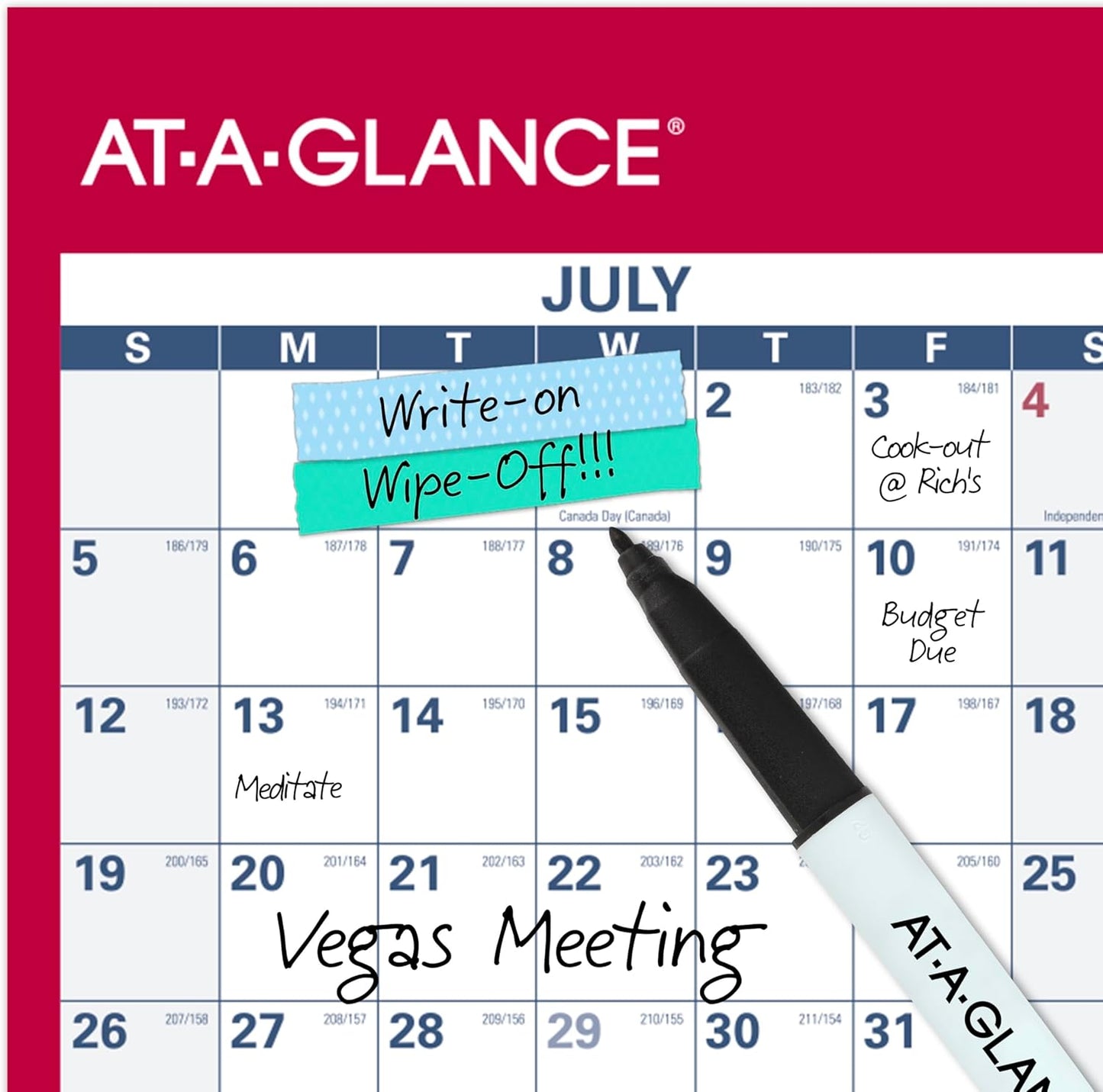 AT-A-GLANCE Dry Erase Calendar 2026-2027 Academic & Regular Year Wall Planner, 12-Month, 24" x 36", Double Sided, Vertical (PM210S28)
