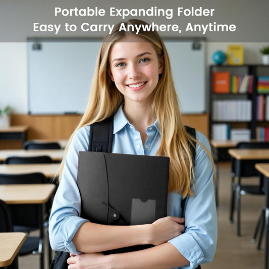 5-Pack 13-Pocket Expanding File Folder, Accordion File Organizer with Labels, Fits Letter Size & A4 Paper, for Home Office School College Supplies