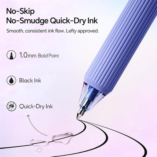WRITECH Gel Pens Fine Point: Nebula Pen Set 0.7mm Black Ink Retractable 6ct Medium Point Smooth Writing with Aesthetic Gradient Color Barrel for Journaling Note Taking Silent Click No Smear