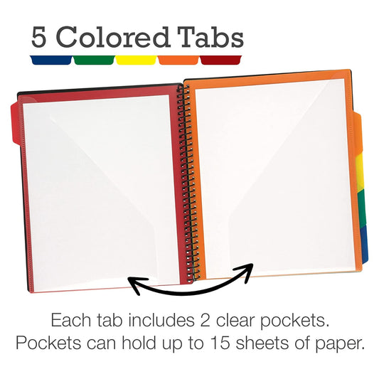 Samsill Spiral Folder Organizer - 12 Dividers & 24 Pockets with Zipper Pouch, Multi Pocket Color Cordinated Folder Binder with Customizable Tabs, Document Organizer (Fashion)