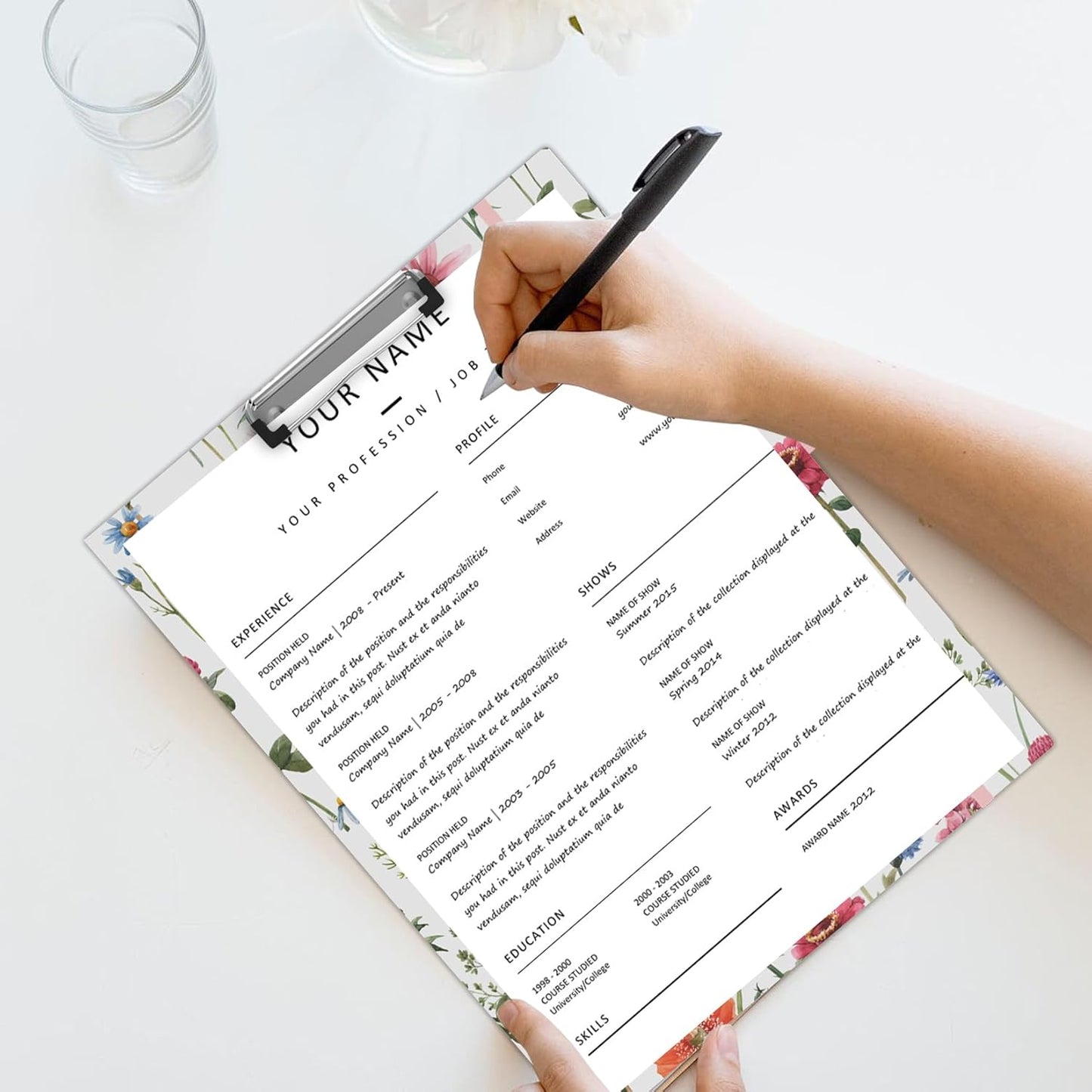 A4 Cute Clipboard Folio with Notepad Clipfolio and Interior Storage, Foldable Nursing Legal Size Clipboards for Work/Kids/Teachers - Almond Tree