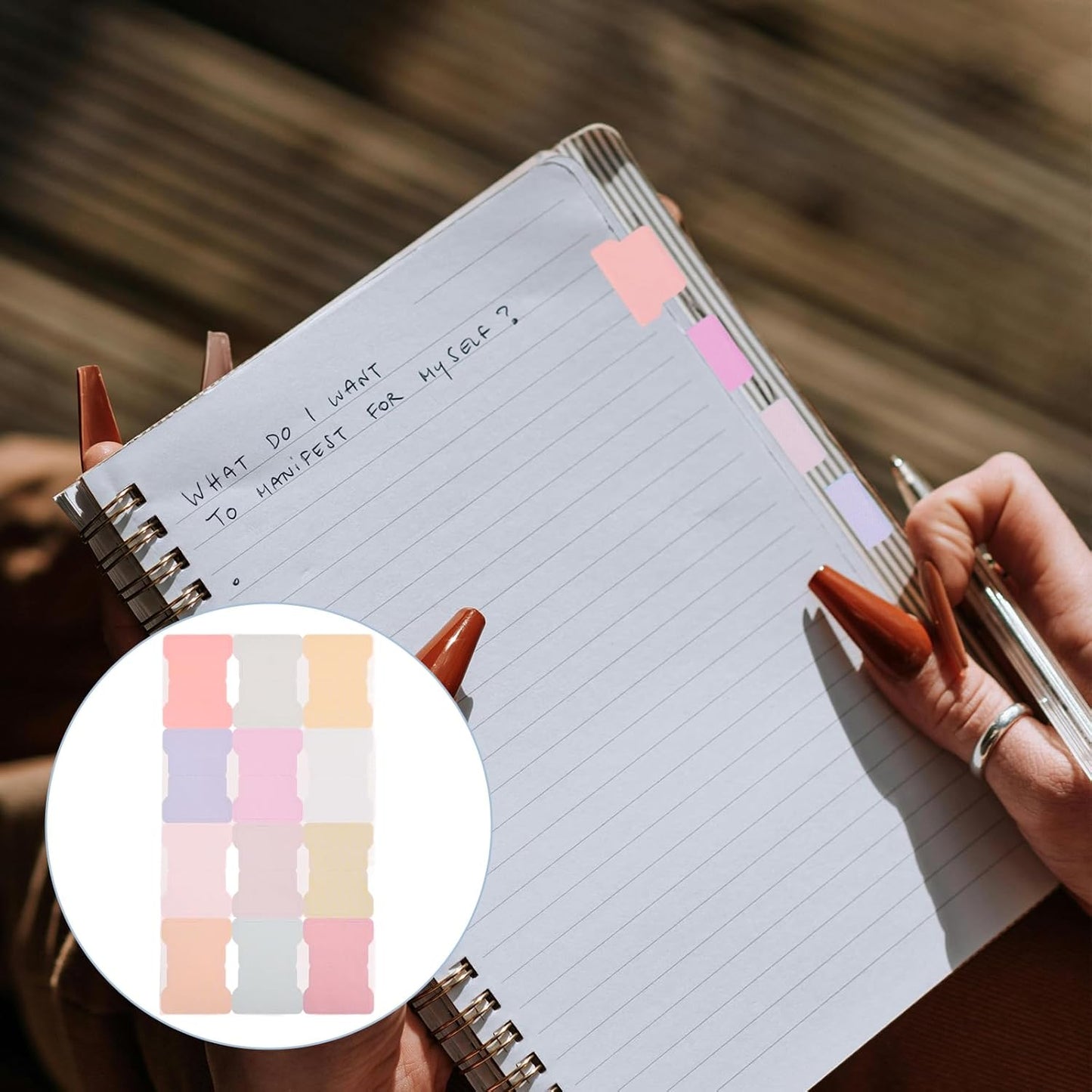 25 Sheets/300 Pieces Sticky Index Tabs Double Sided Post-it Flags Book Page Markers Tabs Self Adhesive Stickers Blank Monthly Tabs Writable Sticky Notes for Labeling (Morandi)
