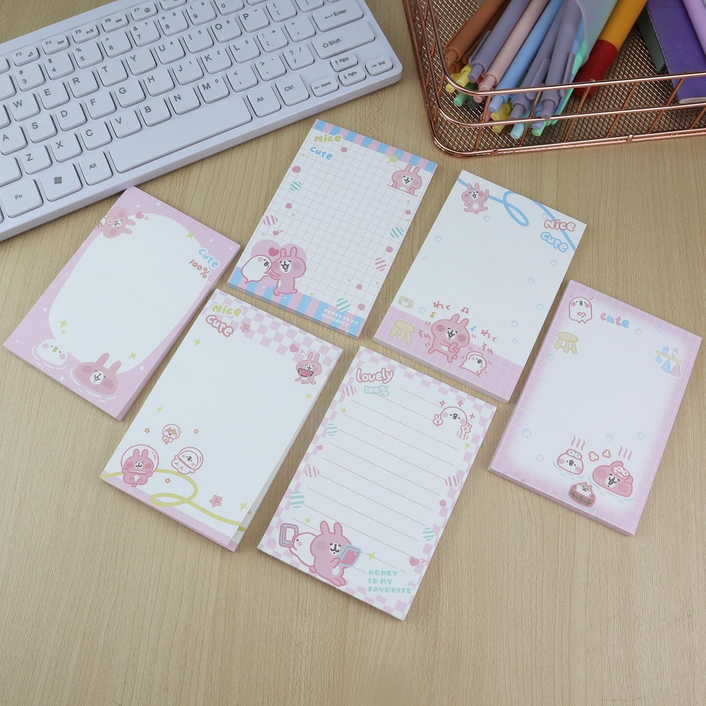 6 Pack Cute Animal Notepads,50 Sheets Per Pad, 3.2 x 4.7 inches Memo Pads for Office Home Gifts School Supply to Do List (cartoon rabbit(6pcs))