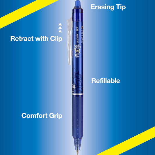 PILOT FriXion Clicker Erasable, Refillable & Retractable Gel Ink Pens, Fine Point, Assorted Color Inks, 10-Pack Pouch (11336)