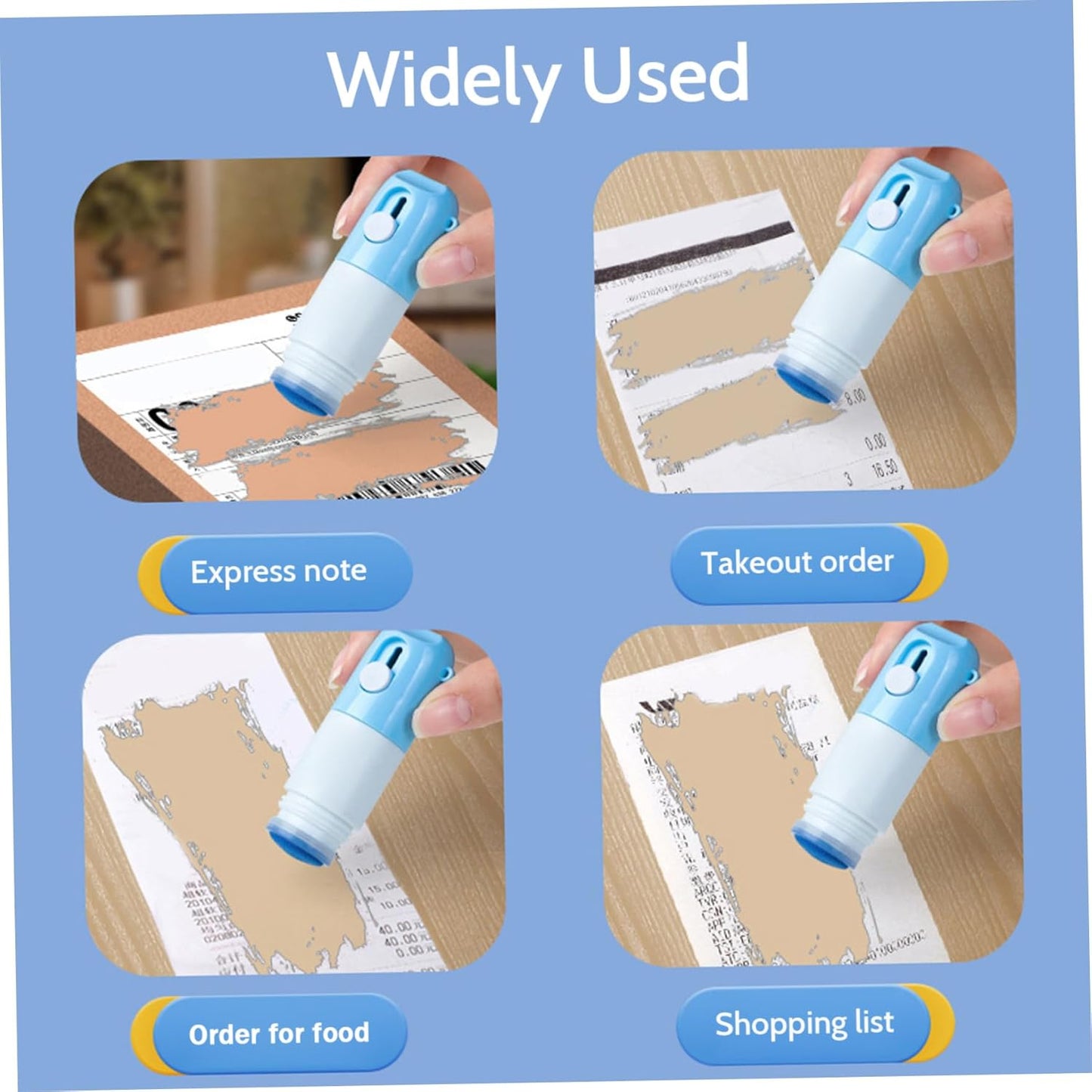 4Pcs Thermal Paper Correction Fluid with Parcel Opener Whiteout Liquid Instant Privacy Protection Portable Correction Fluid with Cutter for Package Labels, Bills