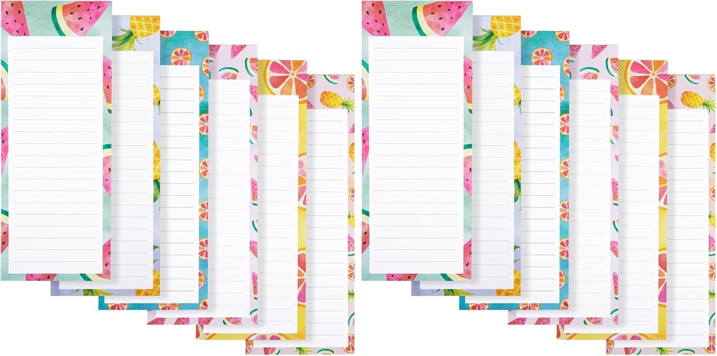 Juvale 6-Pack Magnetic Grocery List Pad for Fridge- Cute Shopping List Paper Note Pads for Refrigerator, To-Do Memos (6 Fruit Designs, 60 Sheets Each)