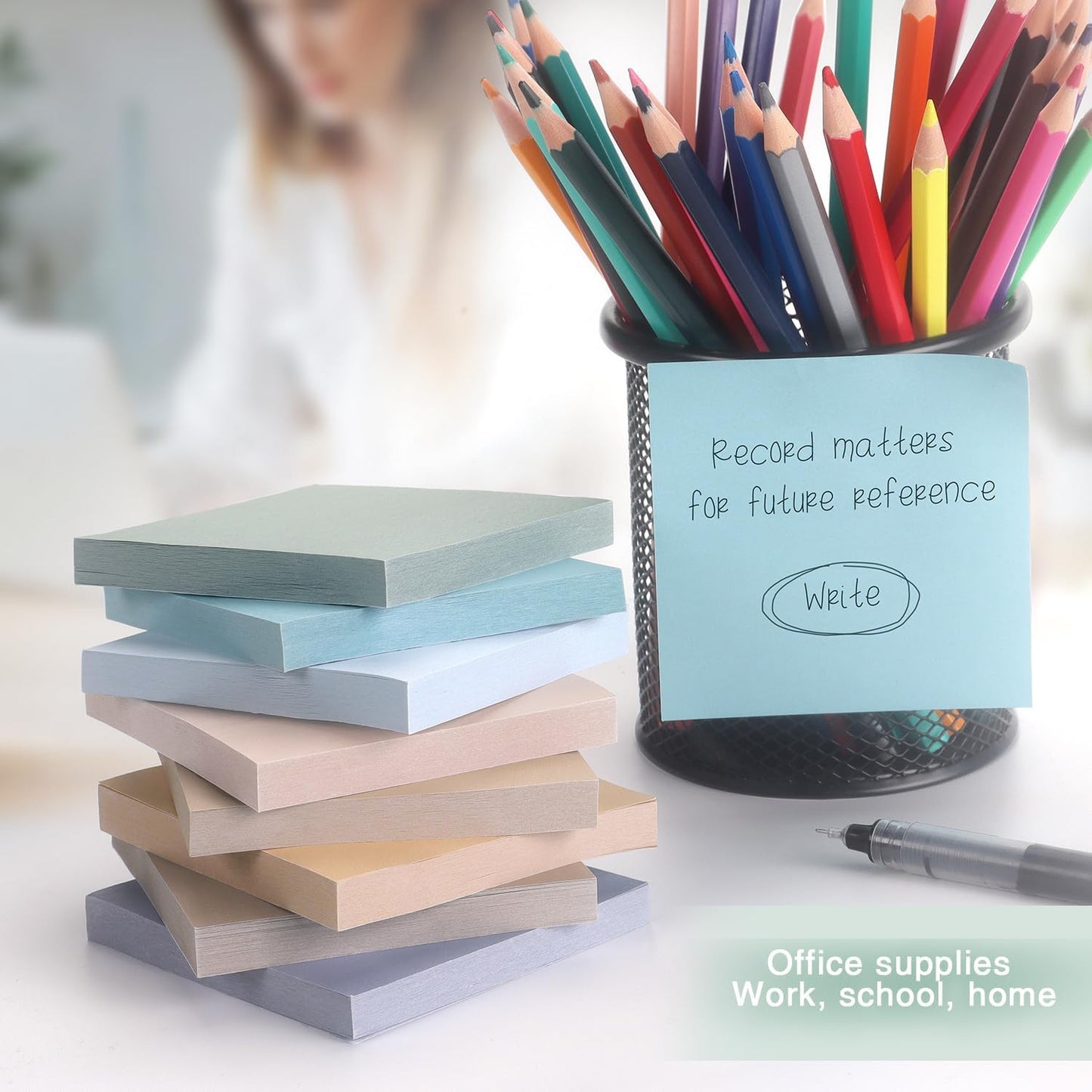Eastern Wolf 8 Pads Sticky Notes 3x3 Self-Stick Notes 8 Bright Multi Colors Purple Sticky Notes, 85 Sheet/Pad