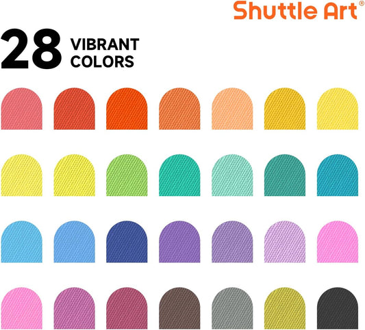 Shuttle Art Fabric Markers, 40 Colors Dual Tip Fabric Marker Pens Permanent No Bleed Pens for T-Shirts Sneakers, Non-Toxic & Child Safe Permanent Shirt Pens for Adult Painting Writing