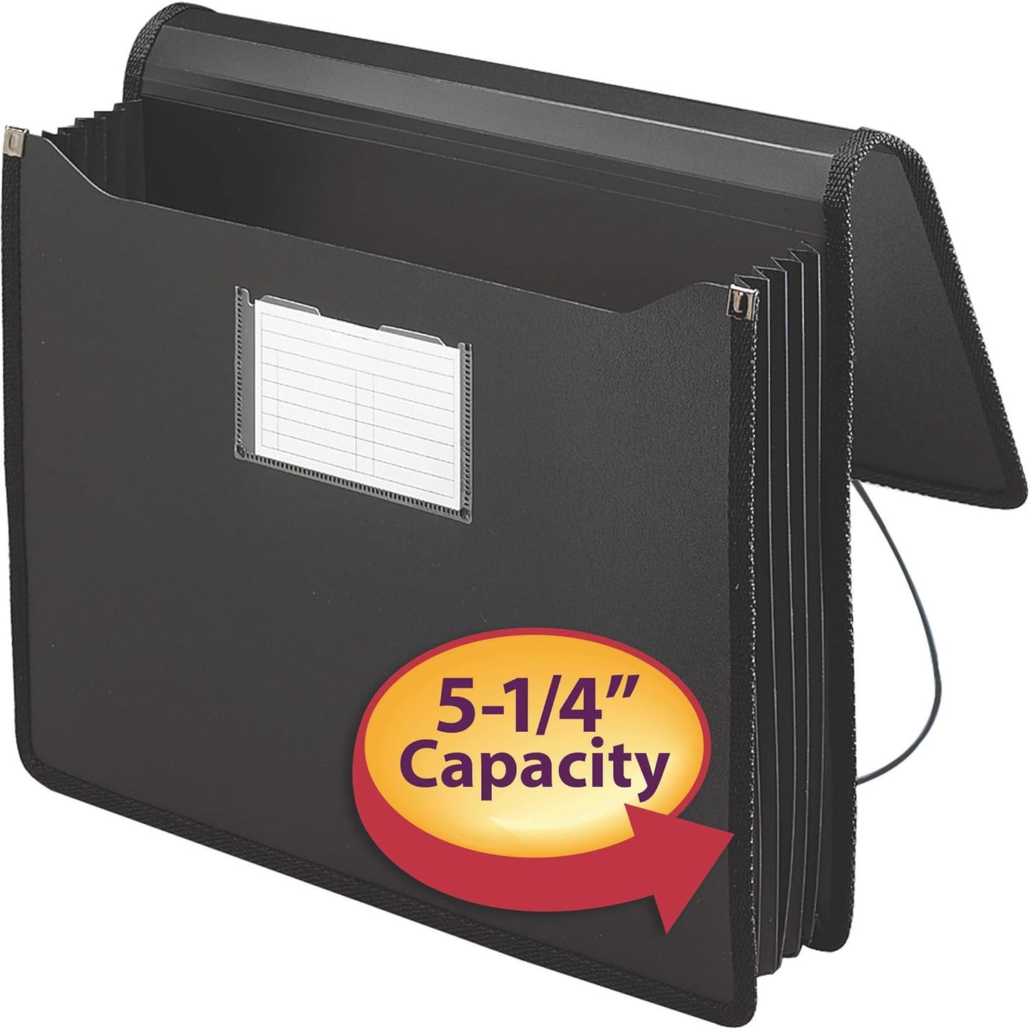 Smead Poly Wallet, Accordion File Organizer for File Folders, Legal Size, Black, 5-1/4 inch Expansion, Office Supplies, Document Organizer (71510)