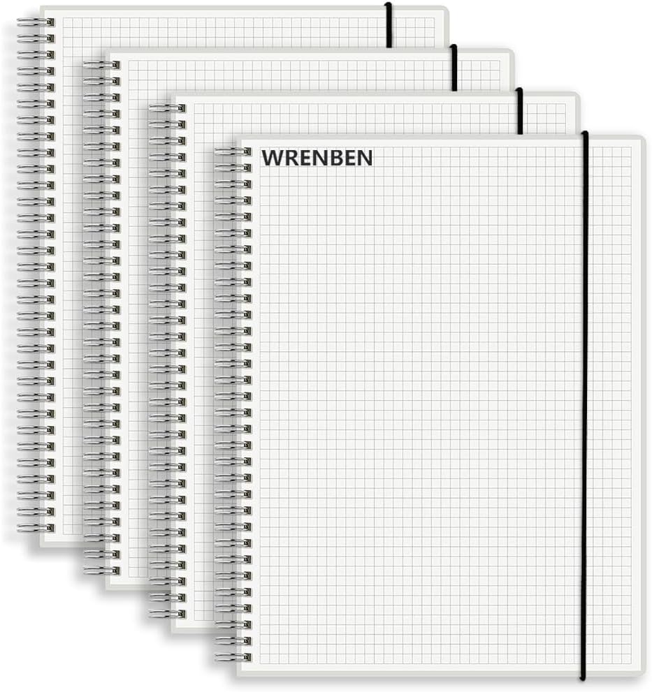 A5 Spiral Notebook 120gsm Graph Paper Notebook 160 Pages Per Hardcover Grid Notebooks 5.7 x 8.3 Inches (2 Pack)