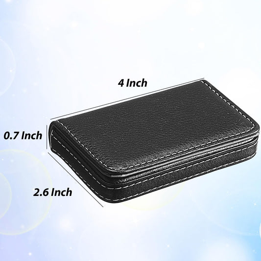 Outus 2 Pcs Business Card Holder, PU Leather Business Card Case Pocket Wallet with Magnetic Shut for Valentines Gift Adult(Black and Coffee)