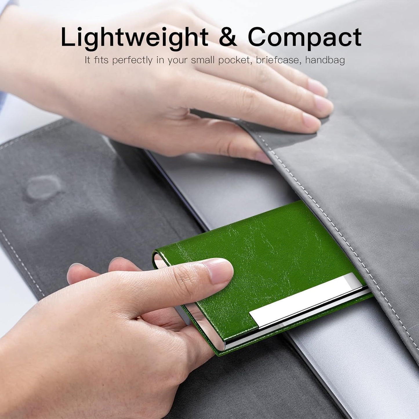 Padike Business Card Holder/ Case Professional PU Leather & Stainless Steel Multi Wallet Credit Card ID Case/Holder for Men & Women. (Black)