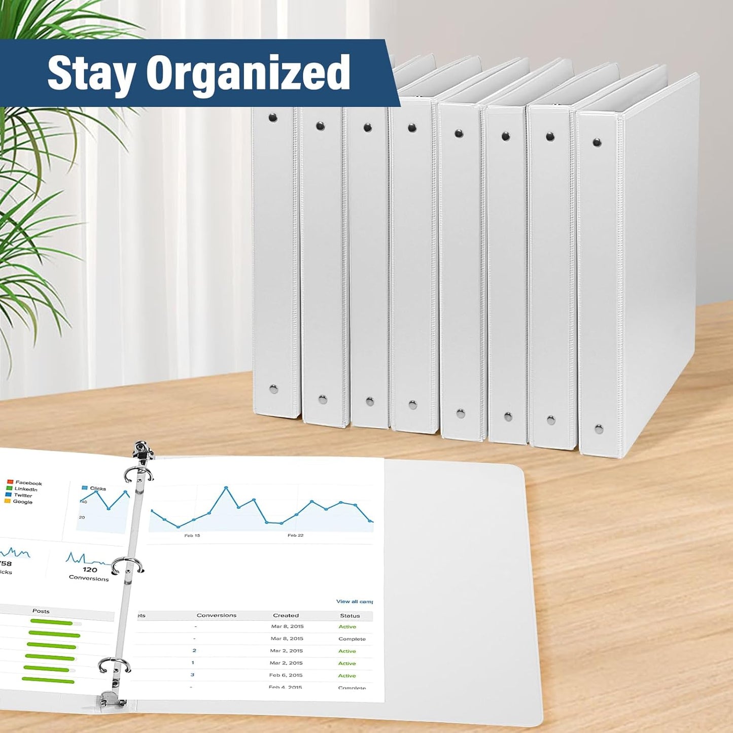 1-Inch 3-Ring-Binder with Pockets - Bundle 12 Packs, 1'' Round Binders Holds 200 Sheets US Letter Size 8.5'' x 11'' - White Binders for Home, Office, and Back to School (1'' - 12 Packs)