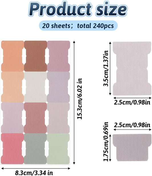 JJUNW 240Pcs Sticky Index Tabs, Sticker Tabs, Color Index Classification Label with 12 Colors, Thickened Handwritten Page Markers Writable Sticky Notes for Diary Notebook Bookmark. (Bohemian)