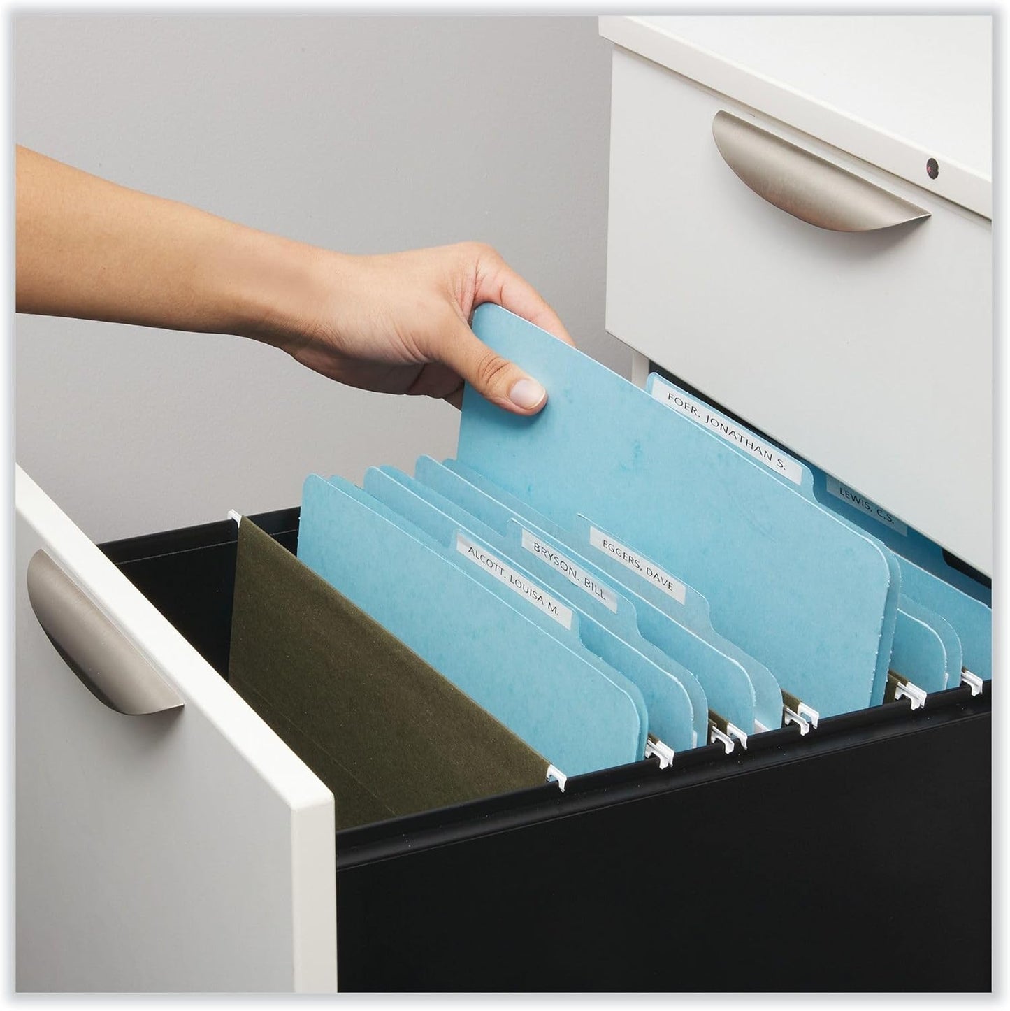 Universal Light Blue Top Tab Classification Fastener Folder, Letter Size, 2/5 Cut, 1 Divider, 4 Fasteners, Pack of 20