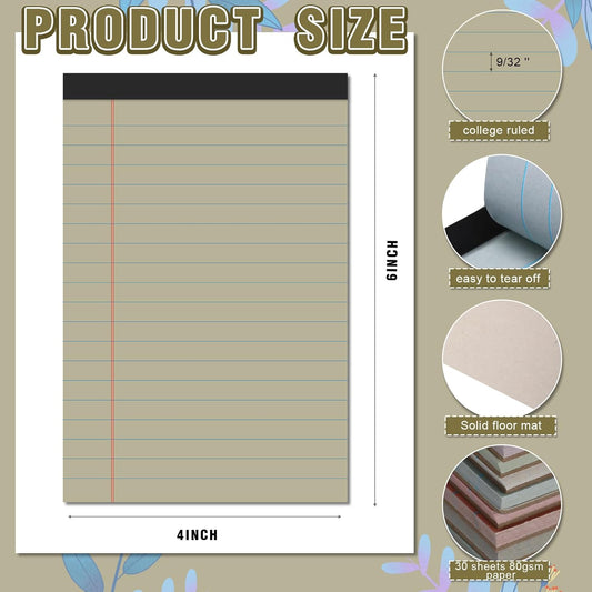 Lincia 24 Pcs 4" x 6" Legal Pad Writing Notepads Small Legal Pad College Ruled 30 Sheets Multiple Color Lined Note for Work 80 Gsm Paper for Grocery List Shopping List (Sweet Color)