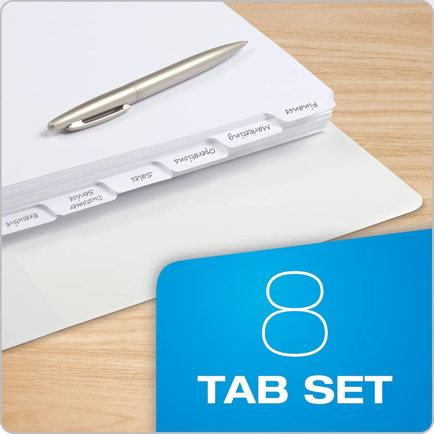 Oxford Binder Dividers for 3 Ring Binders, 10 Pack, 8-Tab Dividers, Write On Tabs, White Paper, 80 Total