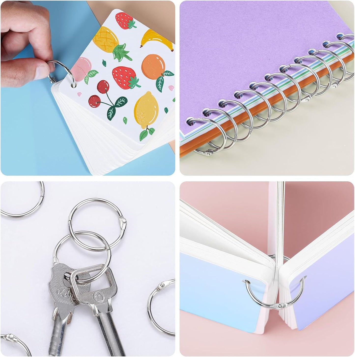 Decymis 50 Pack Binder Rings 1 Inch, Loose Leaf Binder Rings for Index Cards, Metal Steel Paper Rings, Small Binder Rings, Office Metal Book Rings, Sturdy Binder Rings, Keychain Key Rings Metal