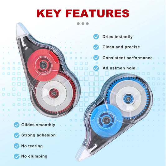 32-Pack Correction Tape, 39.37 ft Each, Fast Clean and Easy-to-Use Correction Tape Bulk, Office School Supplies, Random Mixed Colors