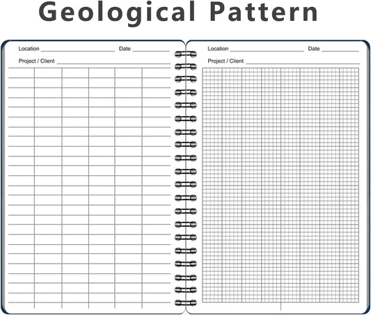 2PCS Geological Graph Weatherproof Spiral Notebooks 4.8"x7" with All Weather Stone Paper and Waterproof PVC Cover, 100 Pages per Pocket Notepad, A6 Medium Size Steno Pads (Geological, Blue)