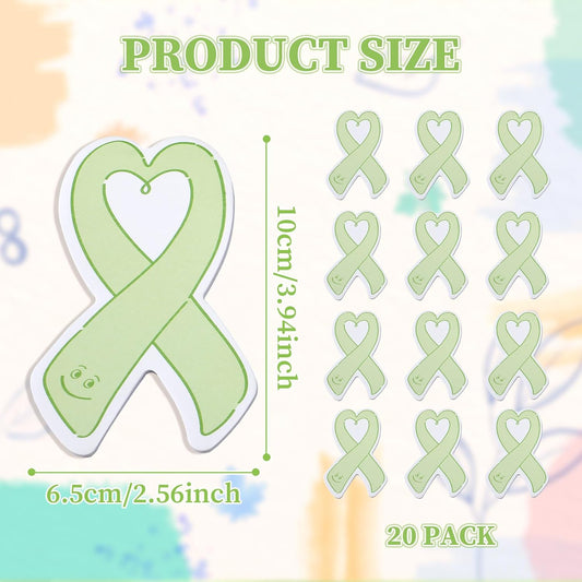 Teling 12 Pack Mental Health Awareness Items Sticky Notes Green Ribbon Self Stick Notepads Bulk for Office School Home Mental Health Month Party Supplies