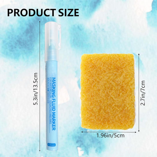 2 Pcs Green Masking Fluid Pens for Watercolor Painting, 0.7mm 3.0mm Applicator Tip Markers Set with 2 Cleaning Erasers, Art Masking Fluid Pen Watercolor Medium Art Supplies for Artists (Green, 3mm)
