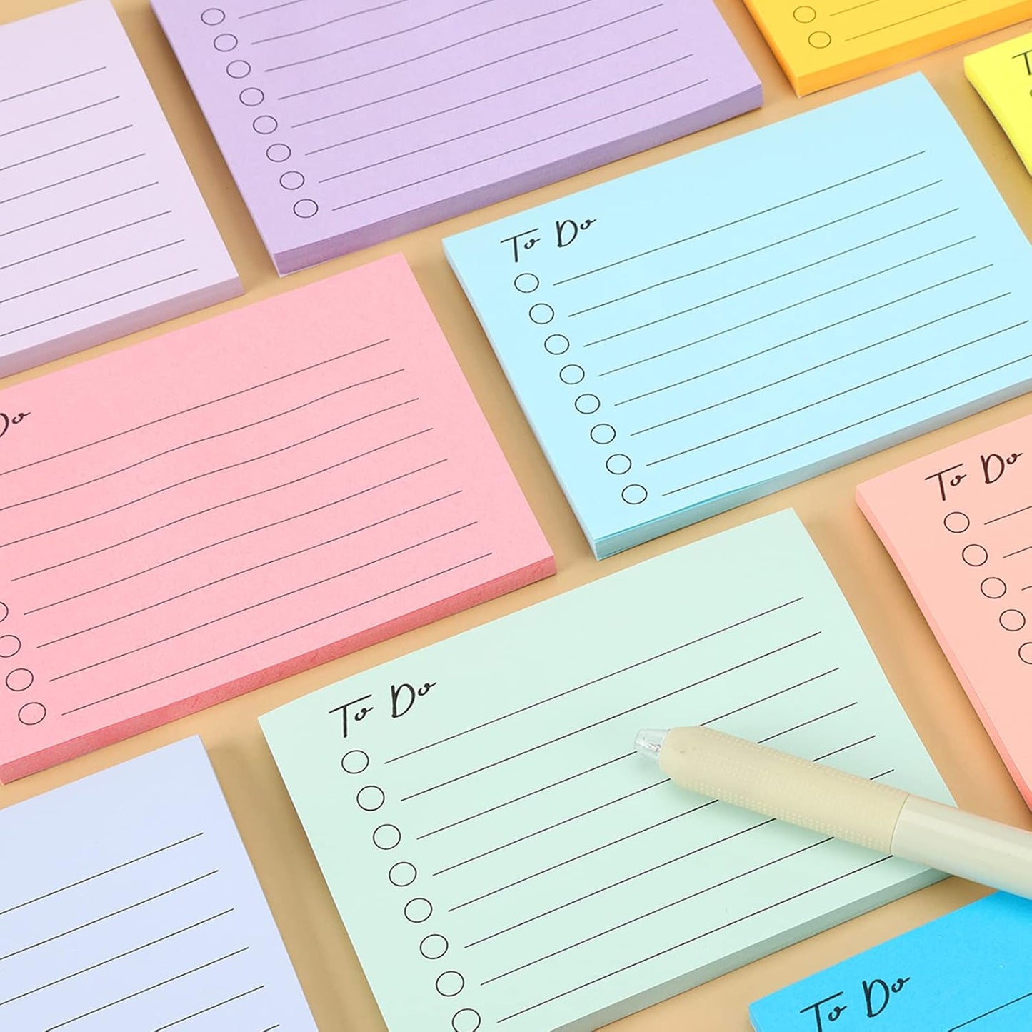 10 Pack to Do List Notepad Lined Sticky Notes, 3"x4", 500 Sheets, Sticky Notes with Lines, to Do List Planner, Square Sticky Notes for Office, Meeting, School, Home