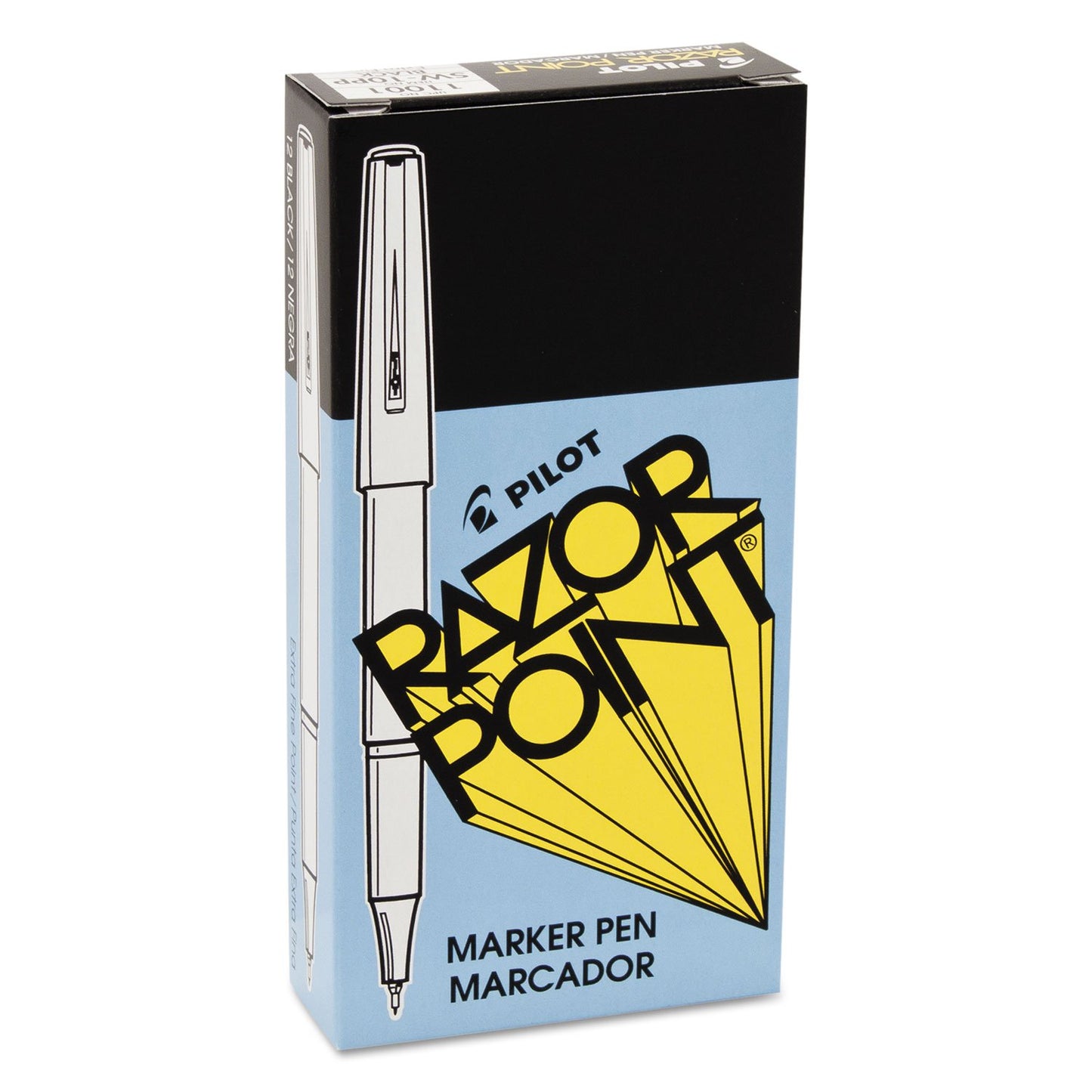 PILOT Razor Point Fine Line Marker Stick Pens, Ultra-Fine Point (0.3mm) Black Ink, 12-Pack (11001)
