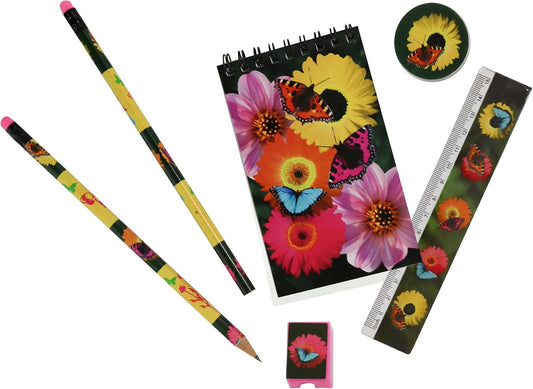 Deluxebase Wild Stationery Set - Dolphin from Animal Stationery Sets with 2 Pencils, Eraser, Pencil Sharpener, Ruler & Cute Notebook. Ideal Office Supplies, Desk Accessories & College Essentials.