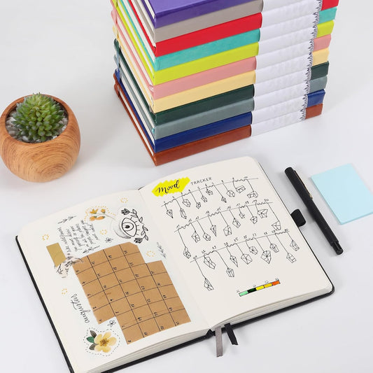 Graph Paper Notebook with 280 Pages,A5 Grid Paper Notebook/Journal,100gsm Thick Graph Leather Journal for Math Science Students,5.75'' × 8.38''-Black