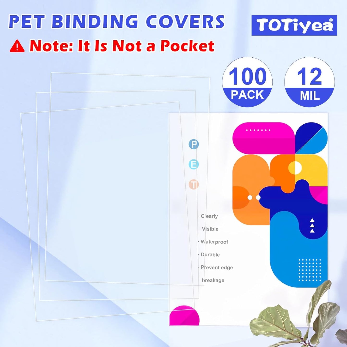 TOTiyea 200 Pack 5 Mil PVC Binding Presentation Covers, Clear Report Covers for Binding,8.5x11 Inches,Letter Size