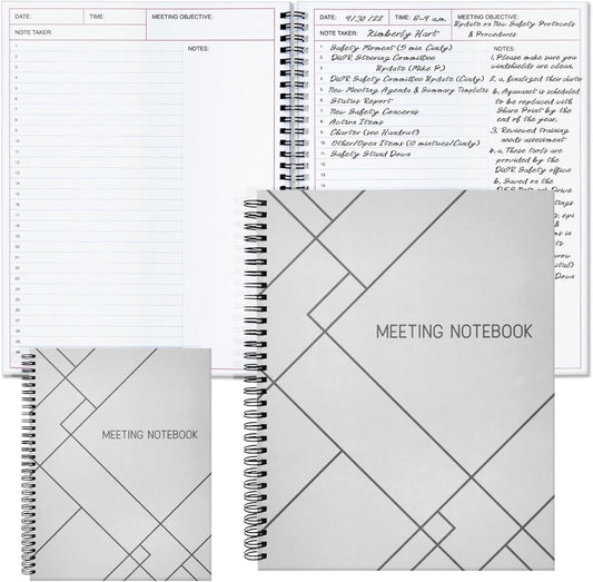 Juvale Meeting Notebook for Work - Spiral-Bound Planner Notebook for Work Planner & Office Supplies - Agenda & To Do List Notepad - 11 x 8.5 In, White, Pack of 2