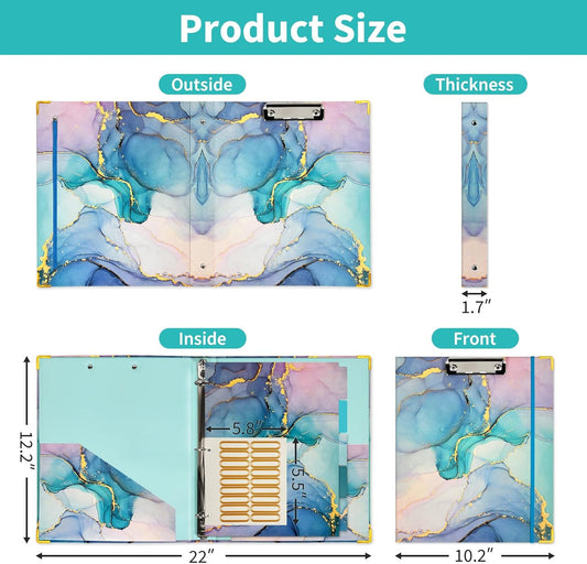 Binditek 3 Ring Binder 1 Inch, Letter Size, Binder Organizer with 5-Tab Dividers, 2 Interior Pockets, Low Profile Clip Cover, Label Stickers, 175 Sheet Capacity, Floral, 1 Pack