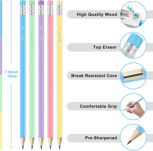 ZWlOT Pencils, Pre-Sharpened Pencil #2, 175 PCS Drawing Pencils with Eraser, Pencils Bulk for School Classroom Teacher Supplies, Gifts and Office Sketching(Rainbow Colors)