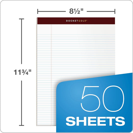 TOPS Legal Pads, 6 Pack, Premium Docket Gold Note Pads, 50 Narrow Ruled 8.5 x 11 Sheets, Thick White Paper with Extra Hard Back, Proudly Made in the USA