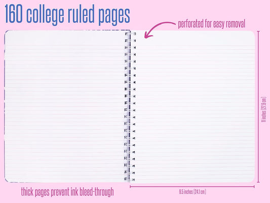 Lilly Pulitzer Large Blue Hardcover Spiral Notebook, 11" x 9.5" with 160 College Ruled Pages, Cabana Cocktail