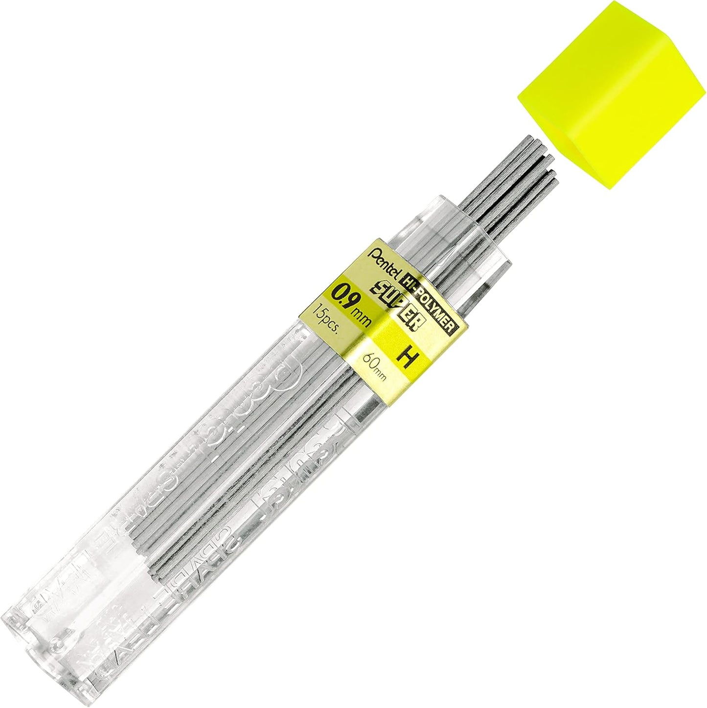 Pentel Super Hi-Polymer Lead Refill, (0.9mm) Thick, 2B, 180 Pieces of Lead, 12 Tubes of Lead (50-9-2B)