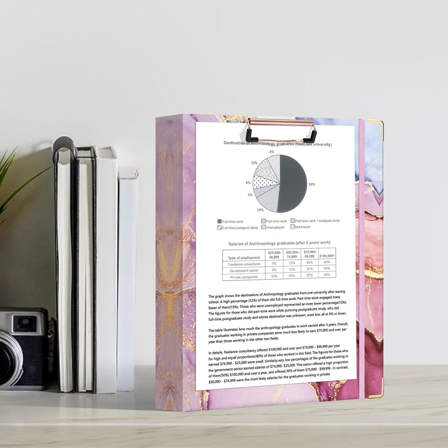 Ospelelf Binder 3 Ring 1 Inch, Floral Round Ring Clipboard Binder for Letter Size with 5 Tab Dividers, File Folder Labels, for School and Office Supplies