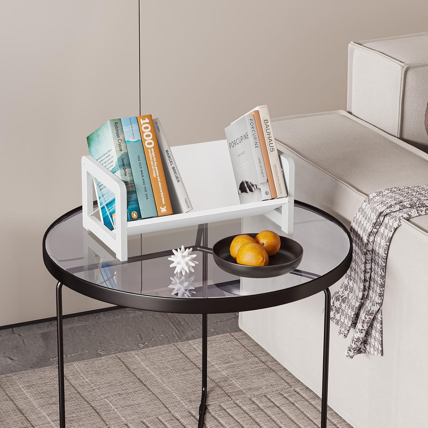 ELITEROO Desktop Bookshelf Organizer, Wood Slanted Desk Bookshelf, Small Tabletop Book Rack, Portable Mini Bookcase for Book Display, Cookbooks, Kids Reading, Office & Home Storage, Rustic Brown