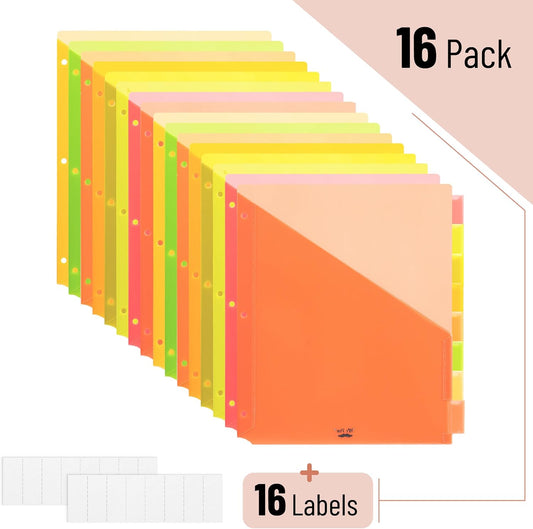 Mr. Pen- Binder Dividers with Pockets and Tabs, 1 Set, 8 Tabs/Set, Colorful, 3 Ring Binder Dividers with Tabs and Pockets on Both Sides