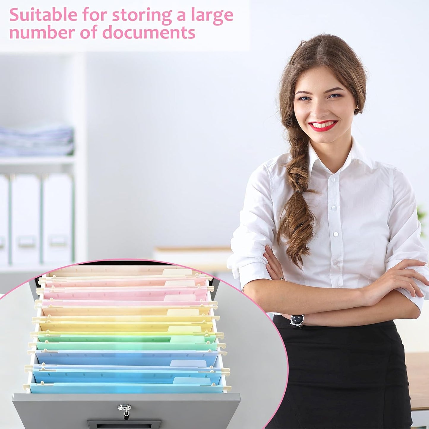 8Pack Plastic 4" Expanding Extra Capacity Hanging File Folder Heavy Duty Letter Size 11.8 x 9.4 inches Filing Cabinet Organizer Accordian Pocket for Legal Office Files Document (Morandi)