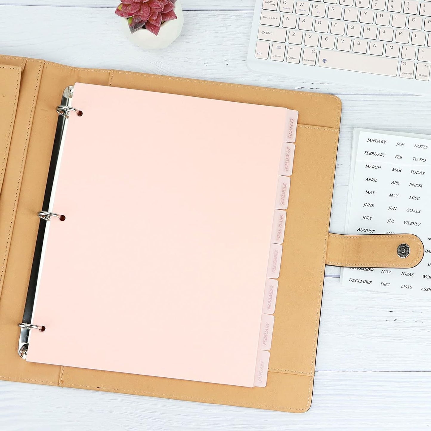 Buqoo Binder Dividers with Tabs, 8 Tab Dividers for 3 Ring Binder, Pink Binder dividers, Notebook Dividers for Journal Planner 8 Sheets Per Set