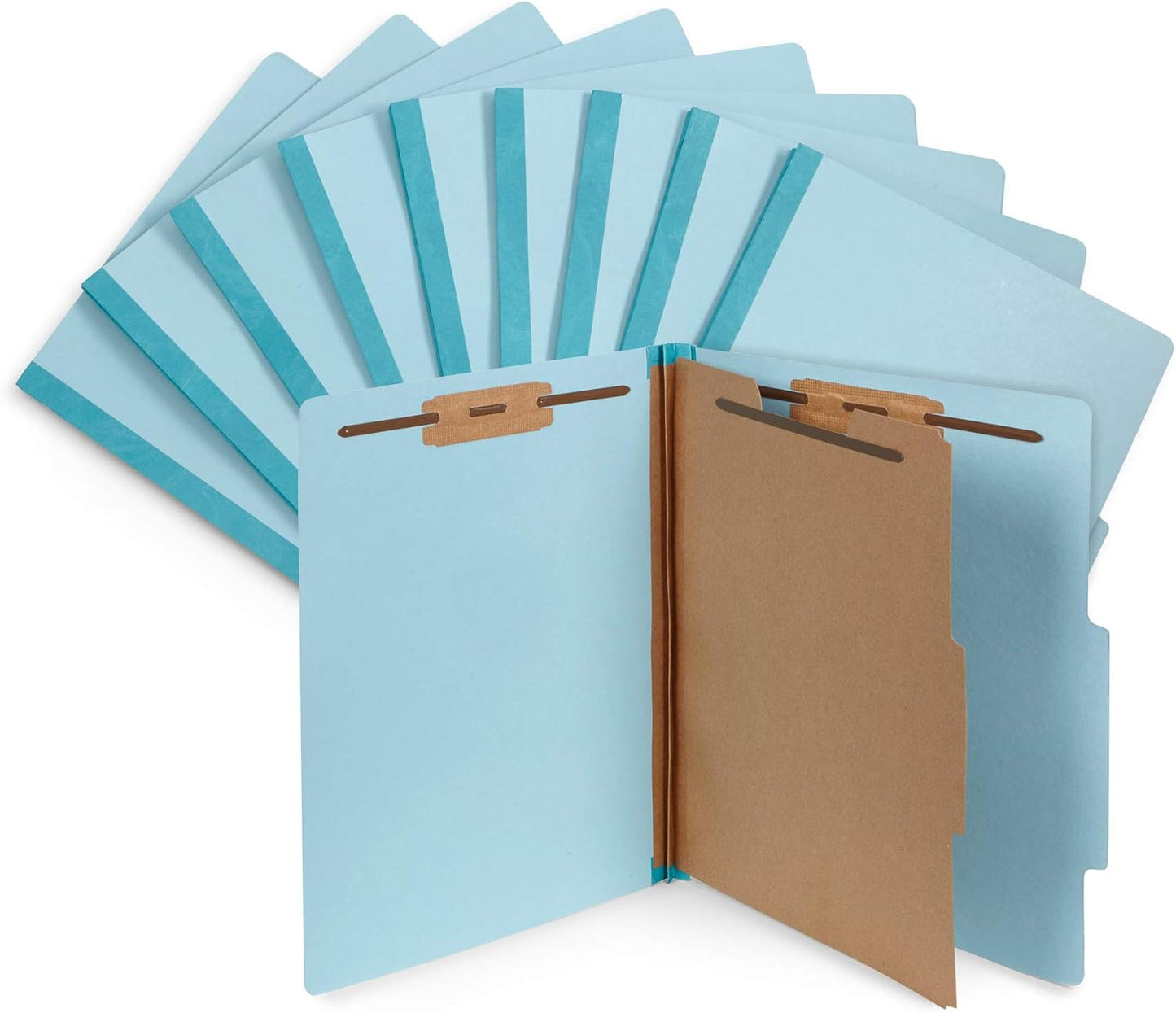Blue Summit Supplies 30 Blue Classification Folders - 1 Divider - 2 Inch Tyvek Expansions - Durable 2 Prongs for Standard Medical Files, Law Client Files, Office Reports - Letter Size, Blue, 30 Pack